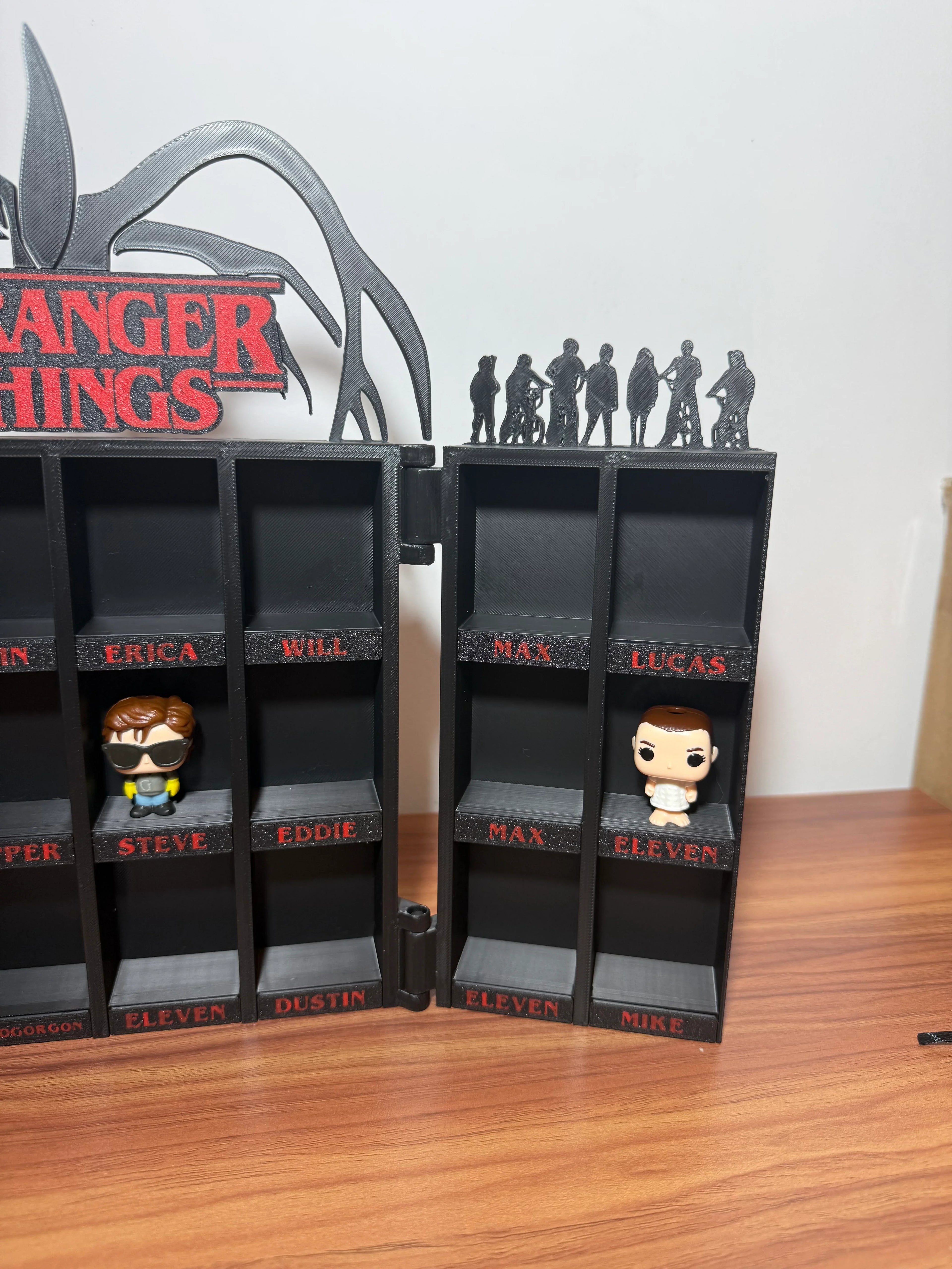 3D printed Stranger Things display shelf with mini figures, modern design by Lunqo