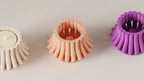 Close view of the geometric ribbed texture on the tealight holder