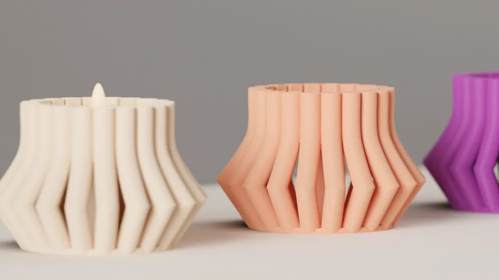 Modern geometric tealight holder from an alternate angle