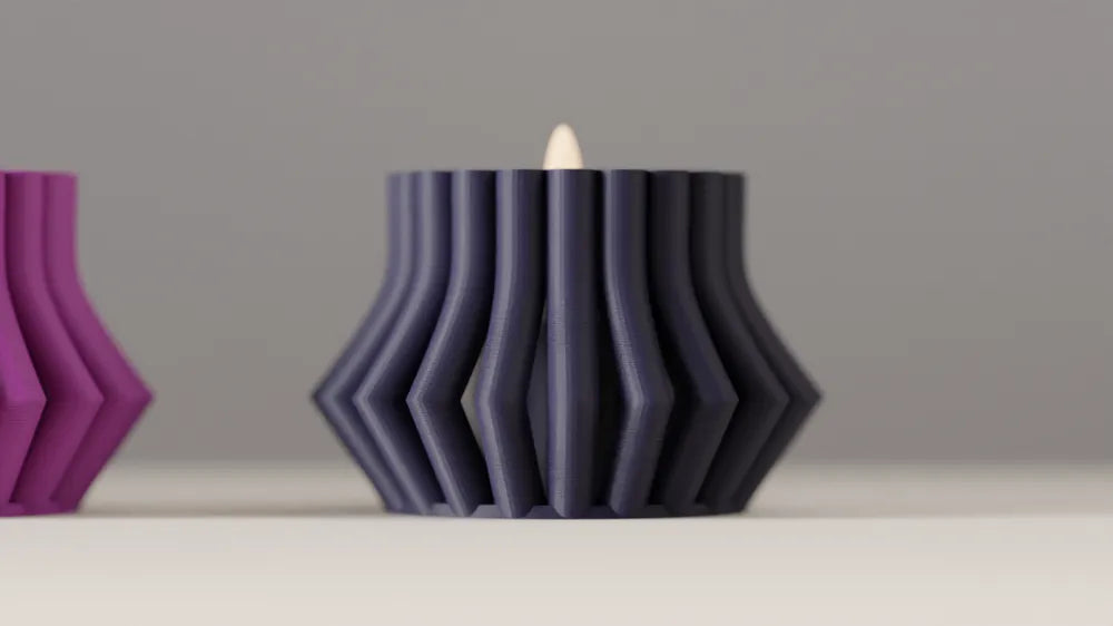 Four ribbed LED tealight holders arranged as a set