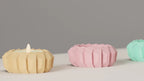 Modern angular LED tealight holder product view in selected colour
