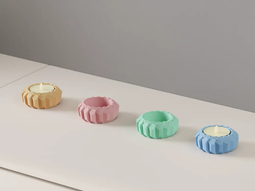 Modern angular LED tealight holder main view in selected colour