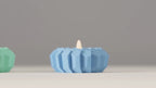 Modern angular LED tealight holder product view in selected colour