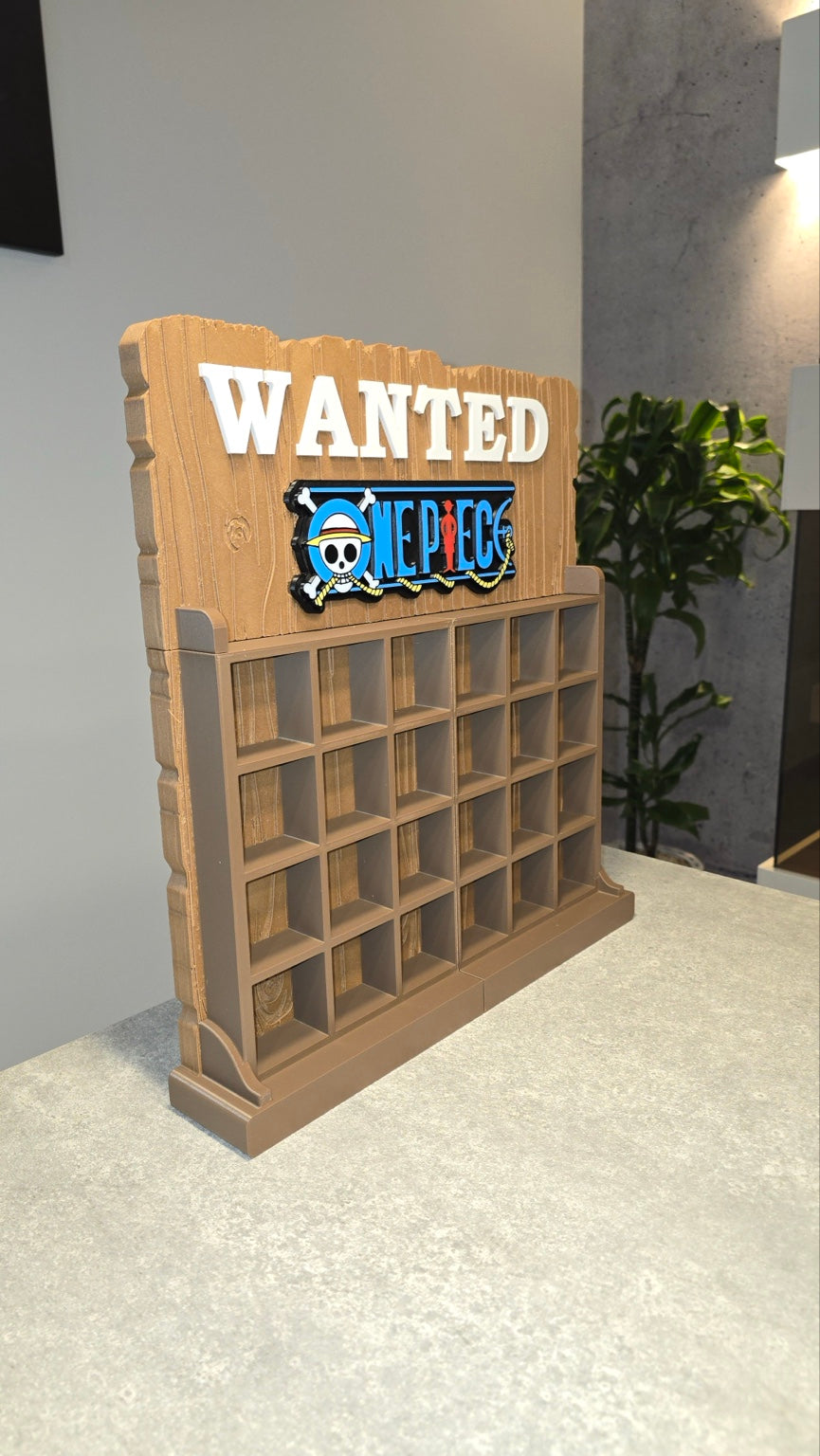 One Piece Kinder Joy Figure Display Stand – 24-Slot Wanted Board