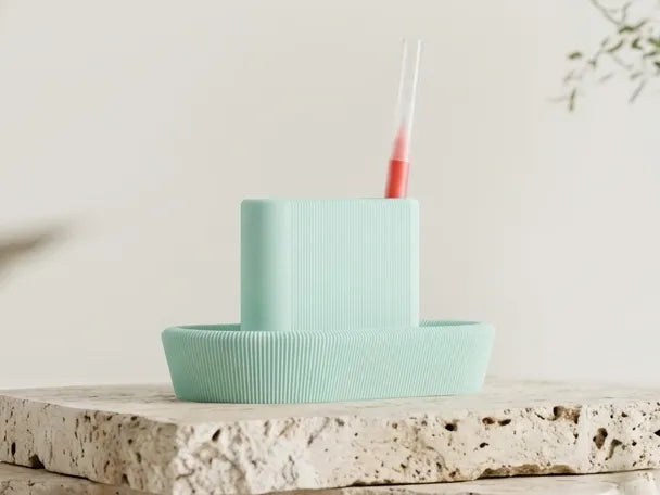 Modern ribbed desktop organiser with pens and stationery