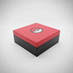 Modern 3D printed red and black box with Poké Ball inspired design by Lunqo