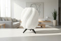 White textured lamp with black legs on a gray background