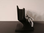 Modern black and white 3D printed Lunqo desk organizer on a black surface