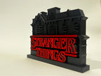 3D printed Stranger Things sign with black haunted house, modern decor by Lunqo