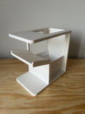 Modern white 3D printed card holder on wood surface, premium Lunqo minimalist design
