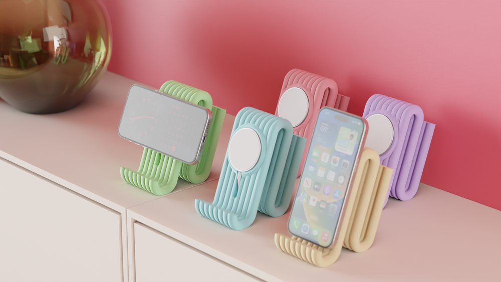 WibbleDock sculptural MagSafe stand – main view