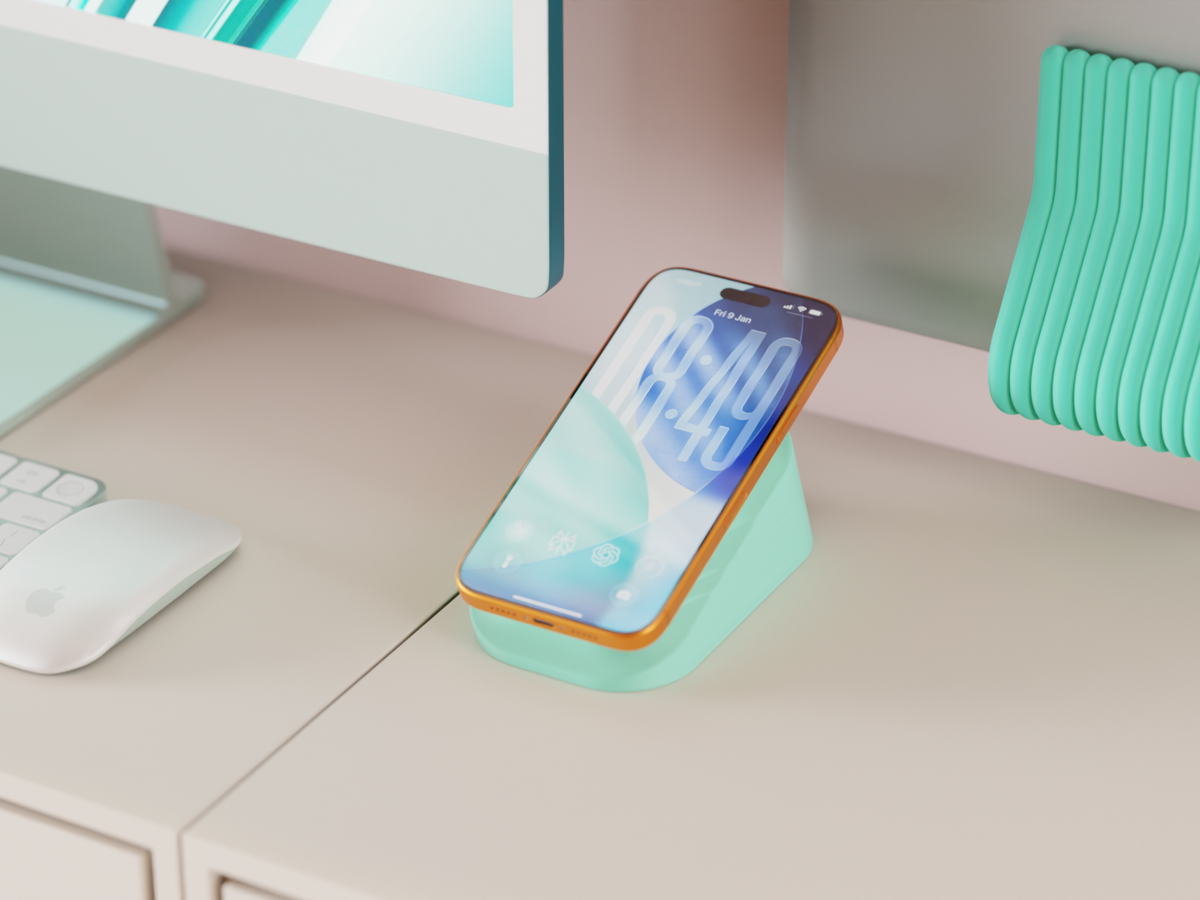 SnapDock minimal MagSafe stand – front view
