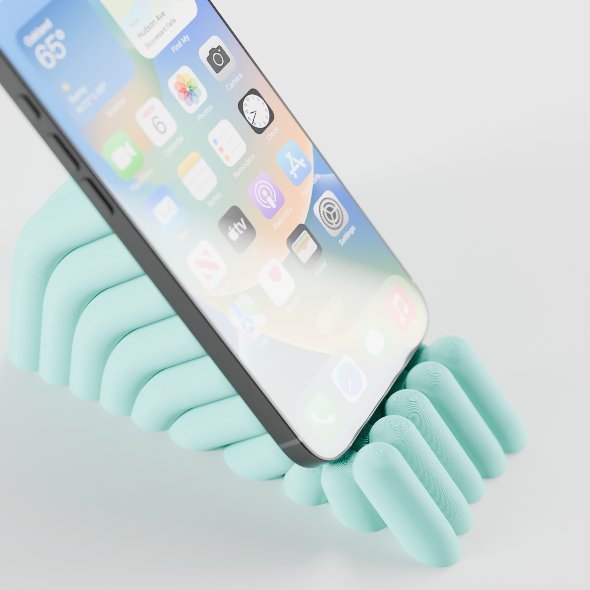 Bobble phone stand shown from an alternate angle for hands-free viewing.