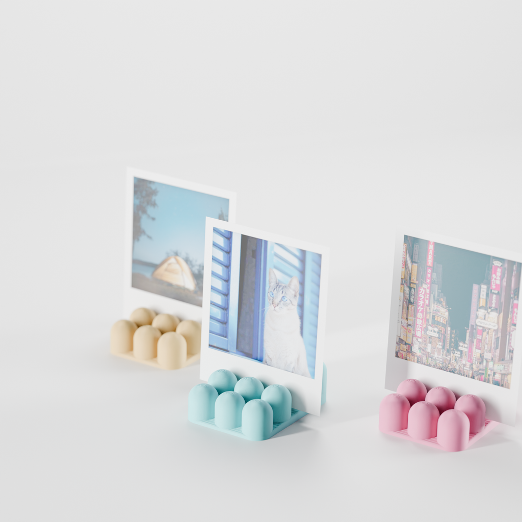 Side view of the Bobbly instant photo display stand