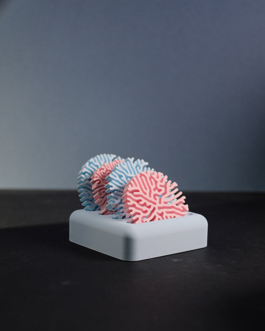 Coral coaster set with stand, view 02