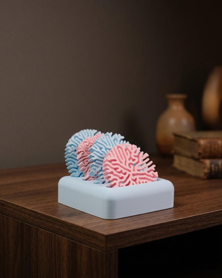 Coral coaster set with stand, view 06