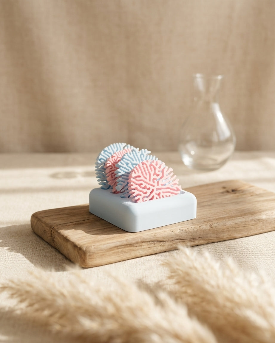 Coral coaster set with stand, view 12