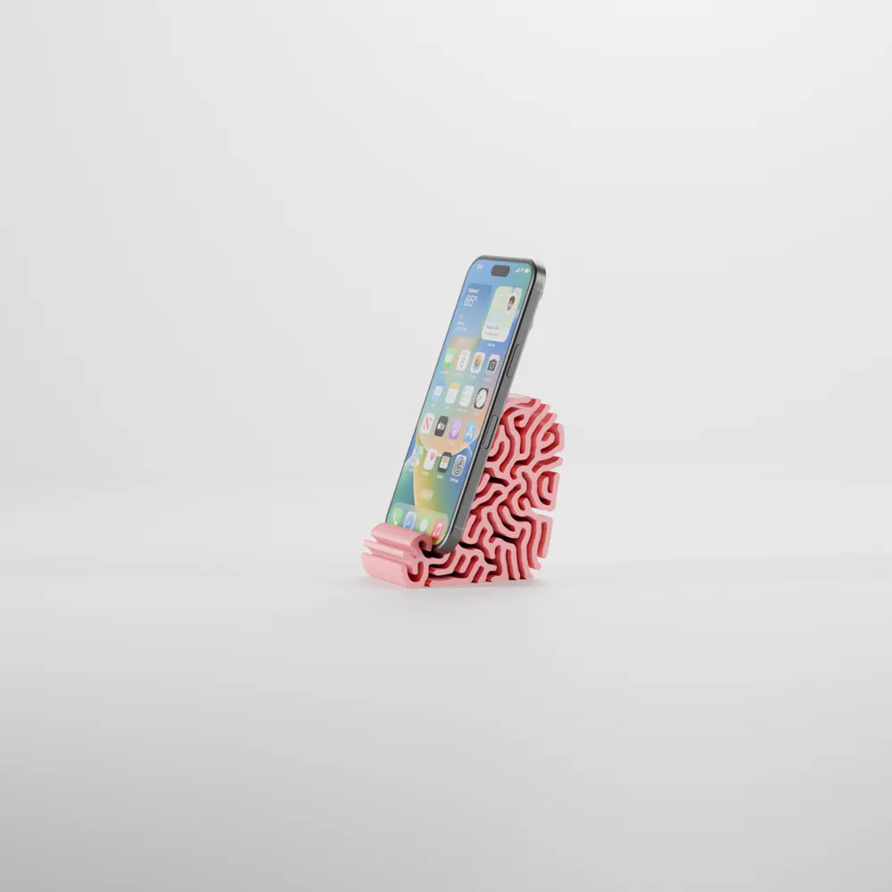 Detail view of the coral-inspired phone stand