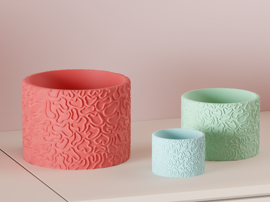 Cove – Coral-textured Planter styled indoors
