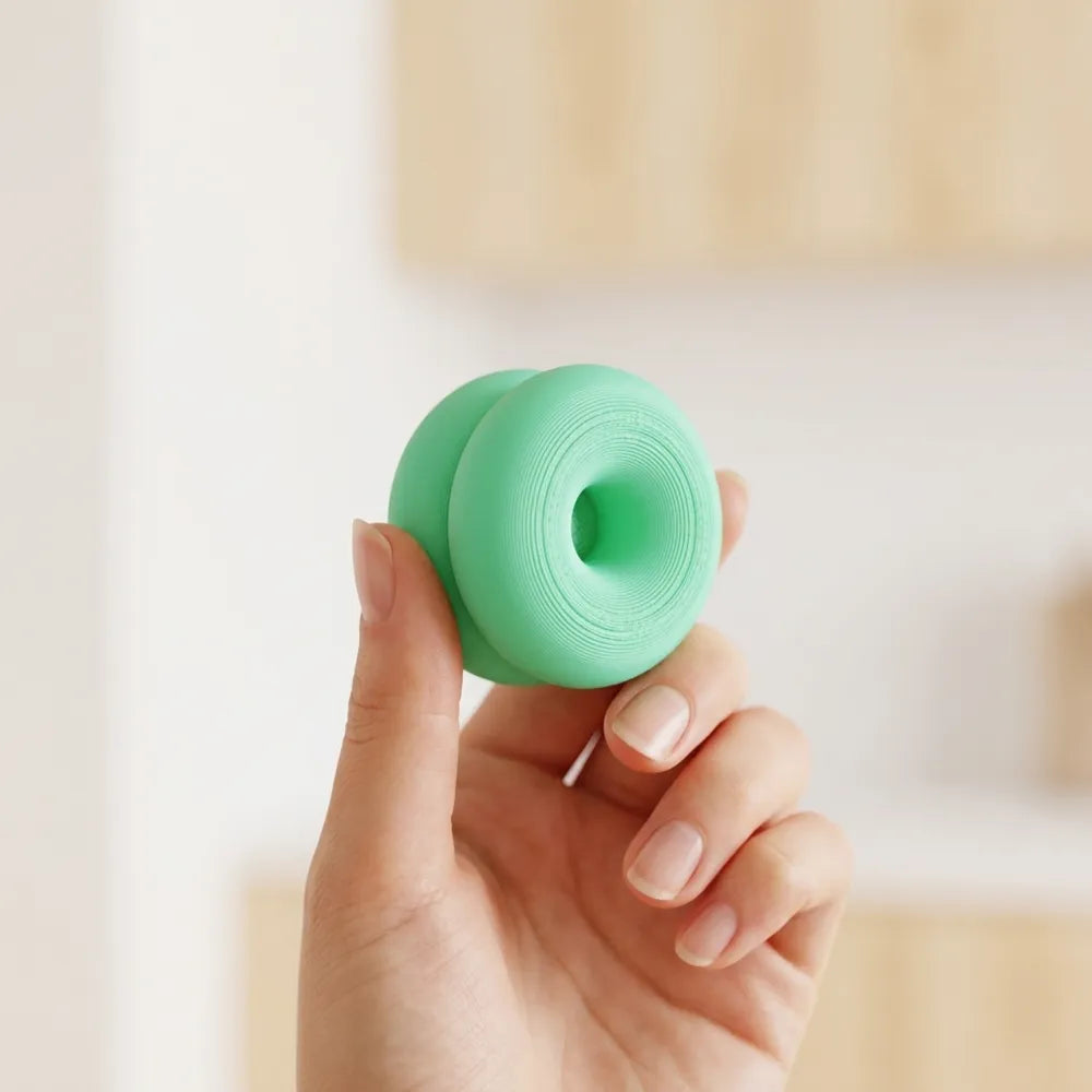 Double-donut cabinet handle in a modern interior