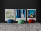 Geometric mini photo holder displaying an instant photo