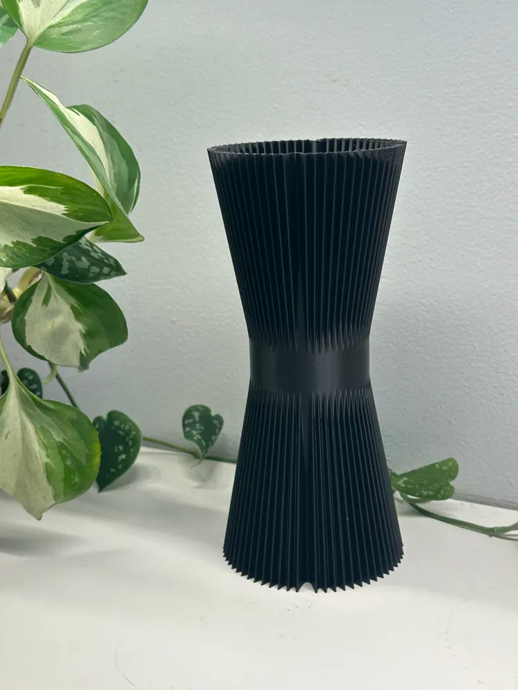Elegant tapered ribbed vase view 5