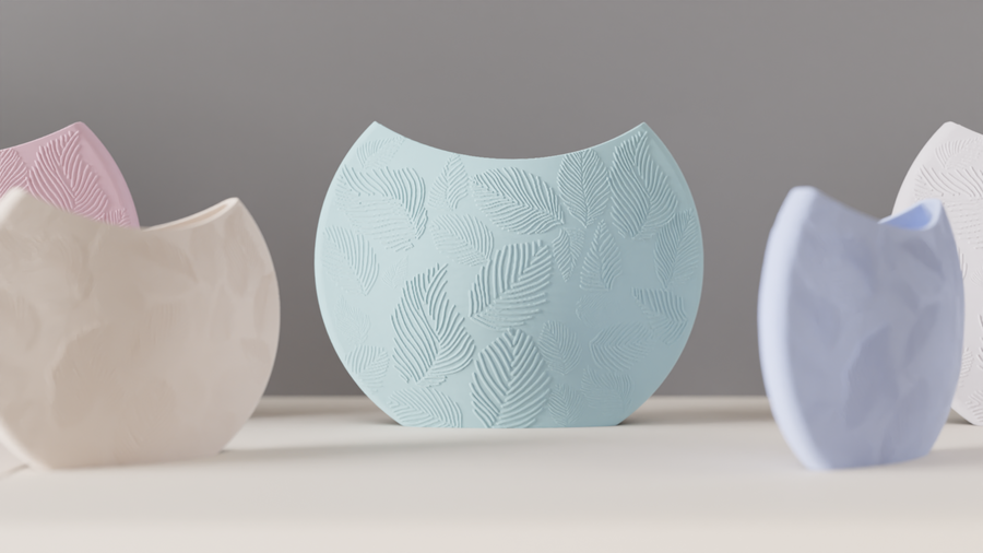 Circular leaf pattern vase – view 3