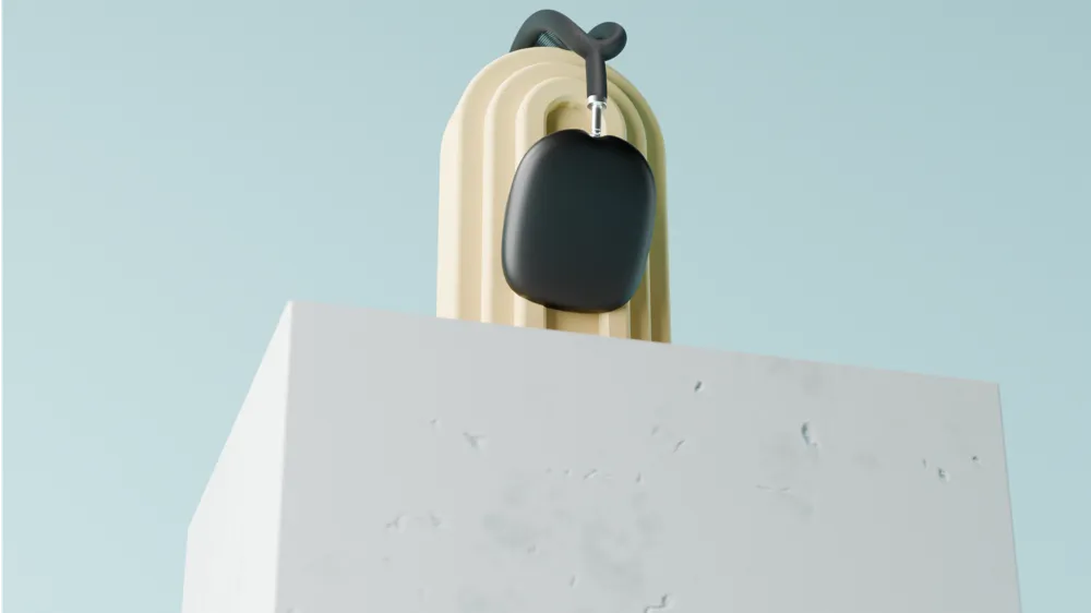 Arc modern over-ear headphone stand side view