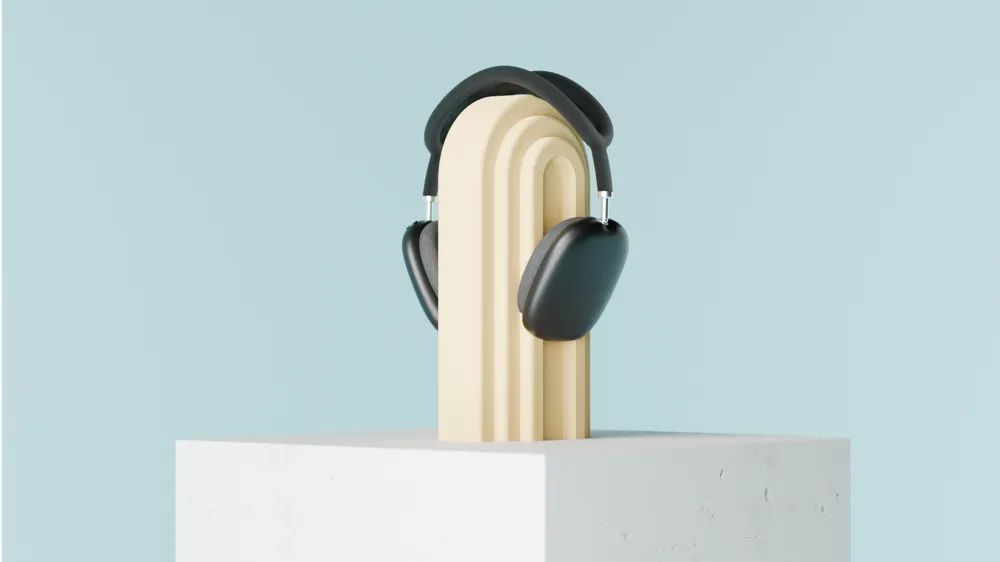 Arc modern over-ear headphone stand detail