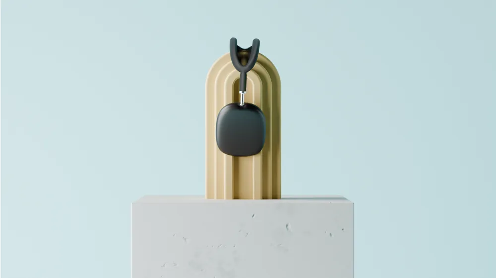 Arc modern over-ear headphone stand angled view