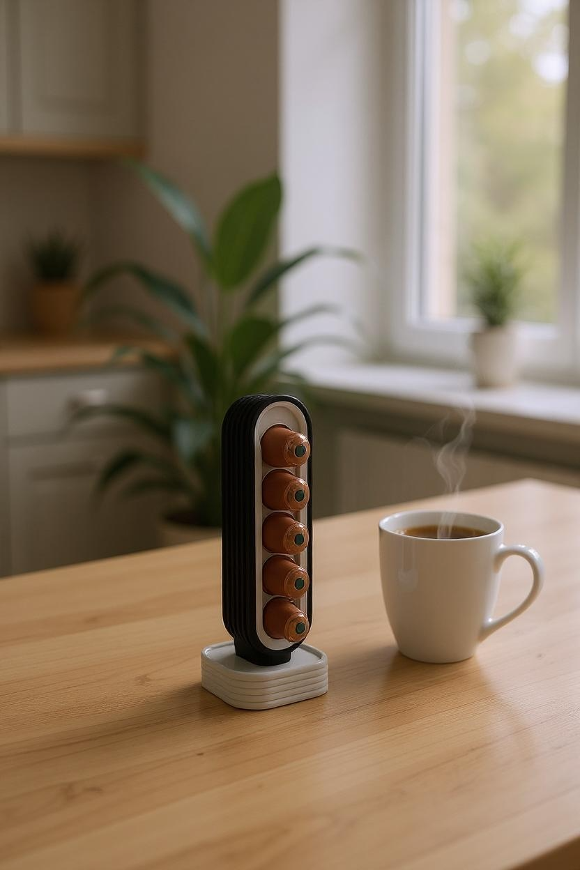 PodArc vertical coffee pod organiser viewed from the side