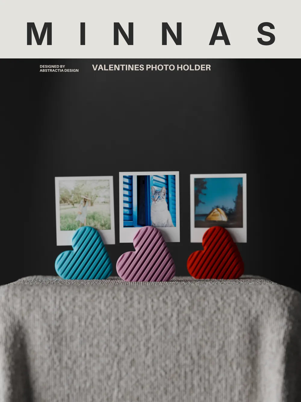 Ripple heart photo holder displaying an instant photo