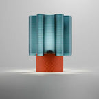 RippleWave E27 table lamp front view with teal shade and orange base