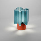 RippleWave E27 table lamp angled view showing its two-part ribbed design