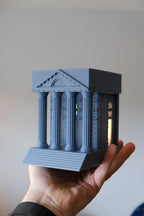 Detail view of the columns and pediment on the temple lamp