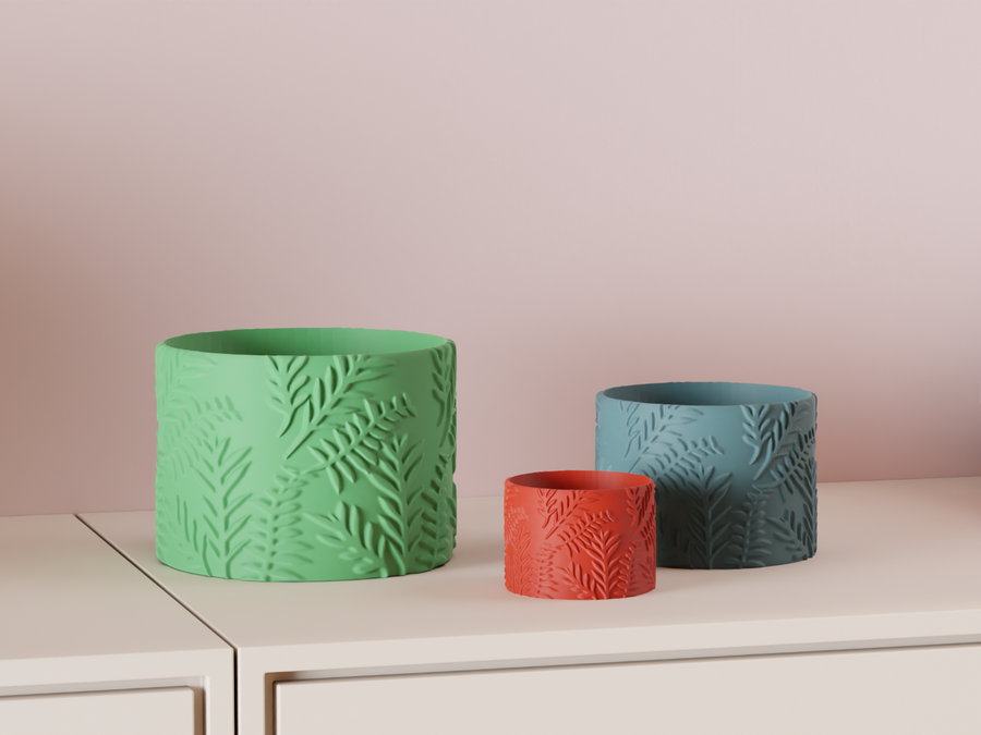 Sway – Fern-patterned Planter – view 1