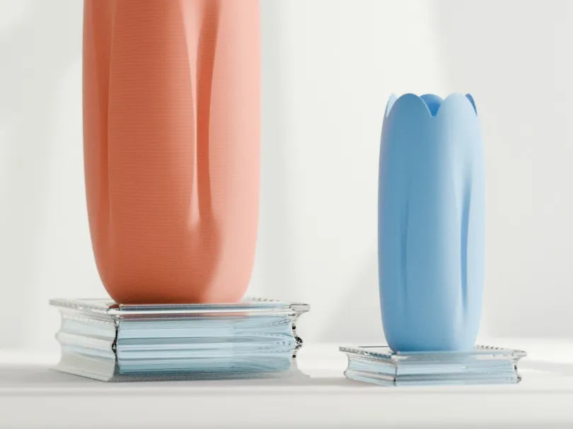 Close view of the tulip-inspired decorative vase