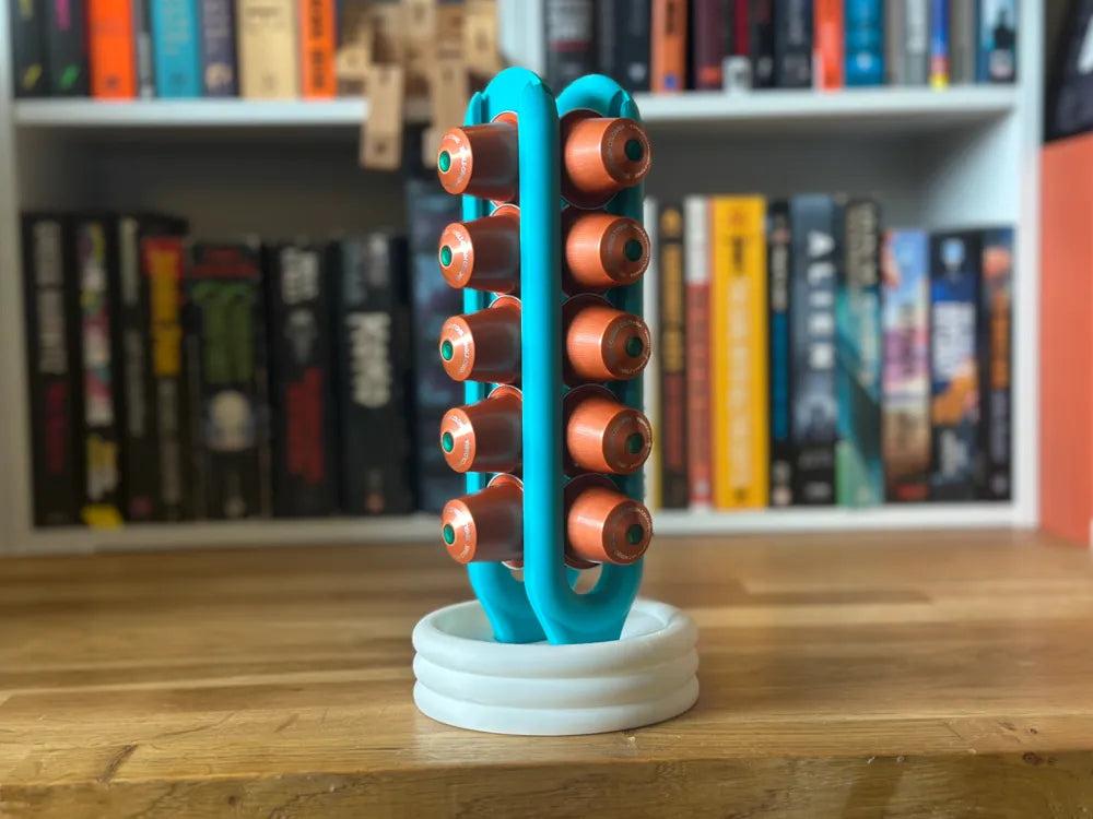 Wibble two-part coffee pod holder with contrasting top and base colours