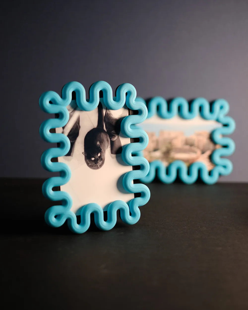 Wibble sculptural photo frame displaying a print