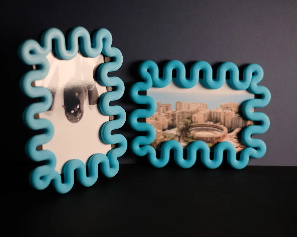 Wibble sculptural photo frame displaying a print