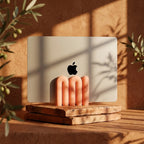 Detail view of the textured sculpted laptop stand