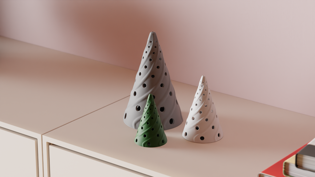 Wisp Christmas tree LED tealight shade in a studio display
